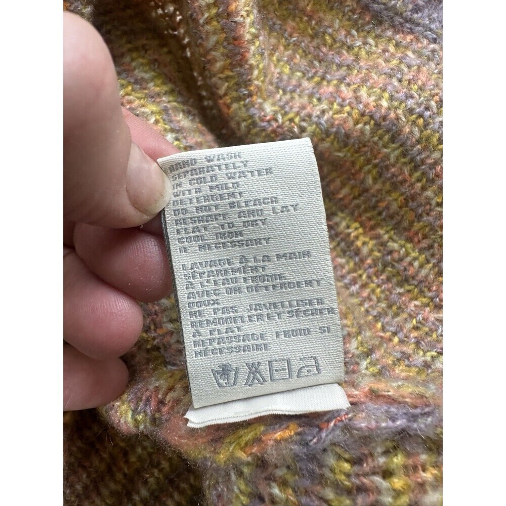 April Cornell Hooded Sweater Pullover Knit Yellow Purple Geometric Womens Large - Picture 11 of 14